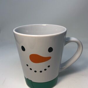 Festive Snowman Face Mug - White and Orange carrot nose